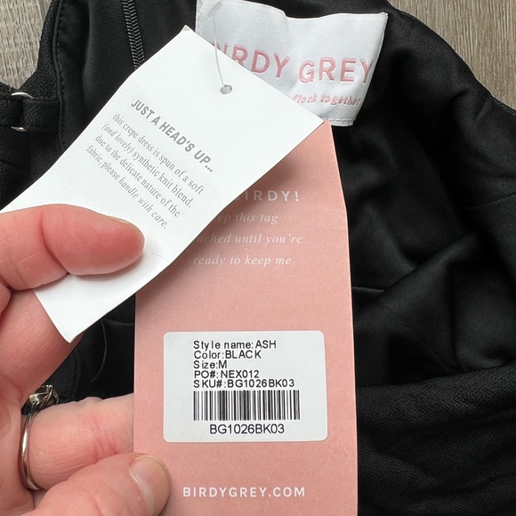 Birdy Grey Ash Crepe Bridesmaid Dress in Black Size Medium - Picture 10 of 13